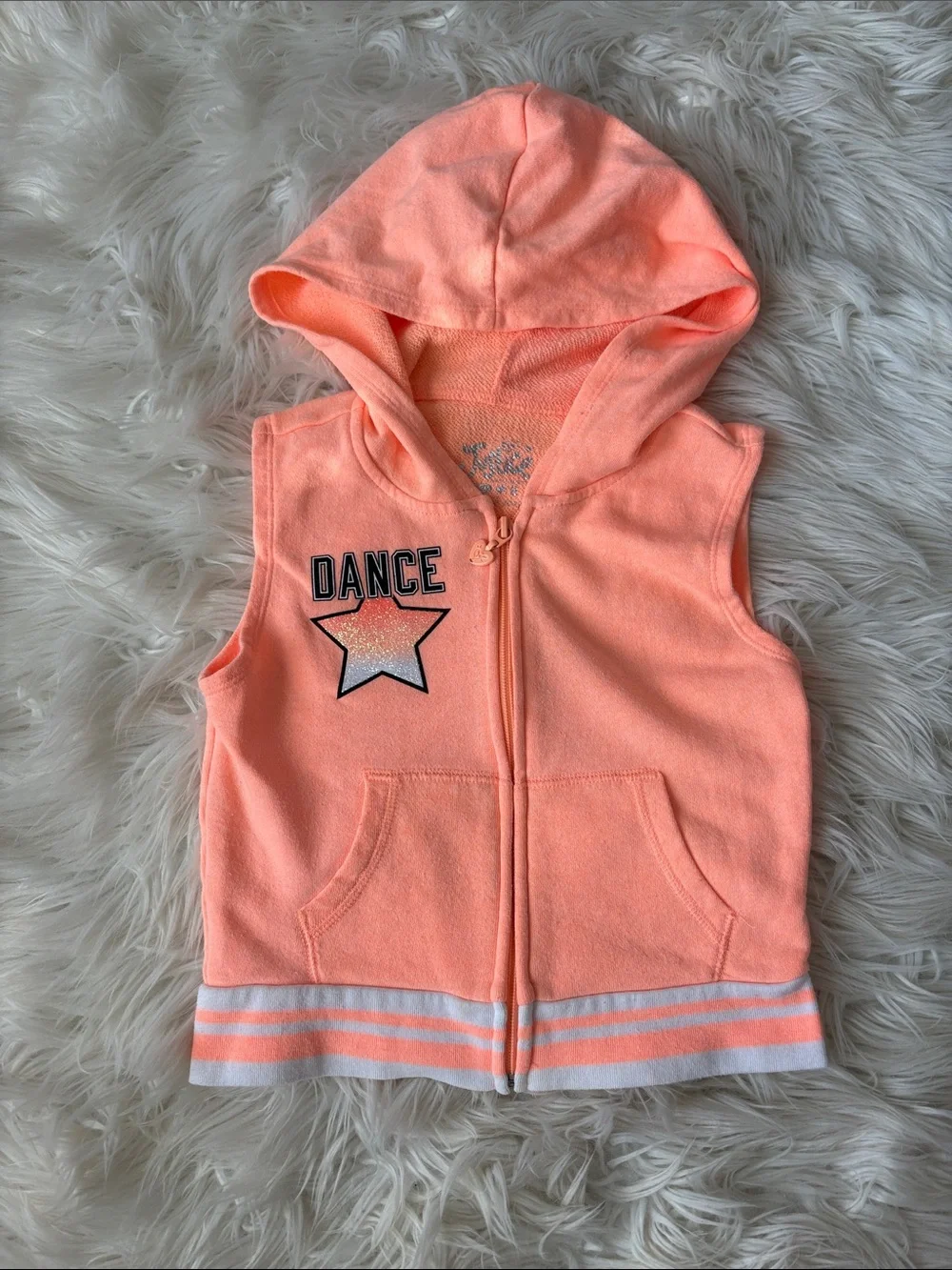 Justice Peach Hooded Zip Dance Vest